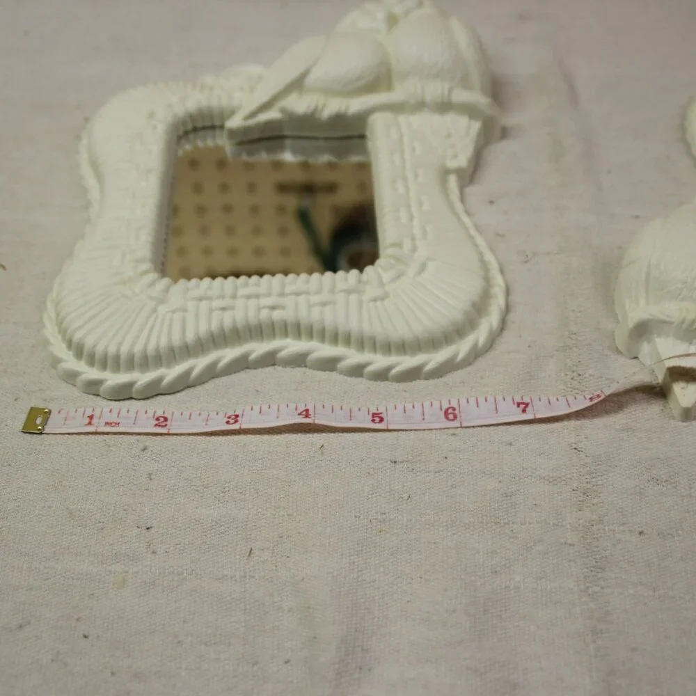 Vintage MCM Love Birds Mirrors Set Of 2 Faux Wicker